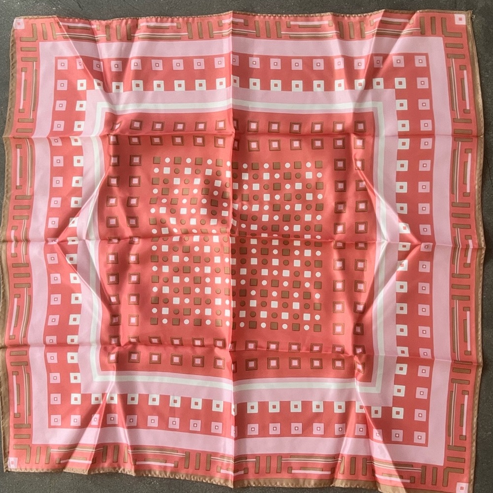 Geometric squares print pink vintage scarf